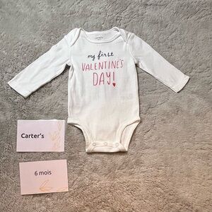 Carter's White and Pink Valentine's Day Bodysuit
